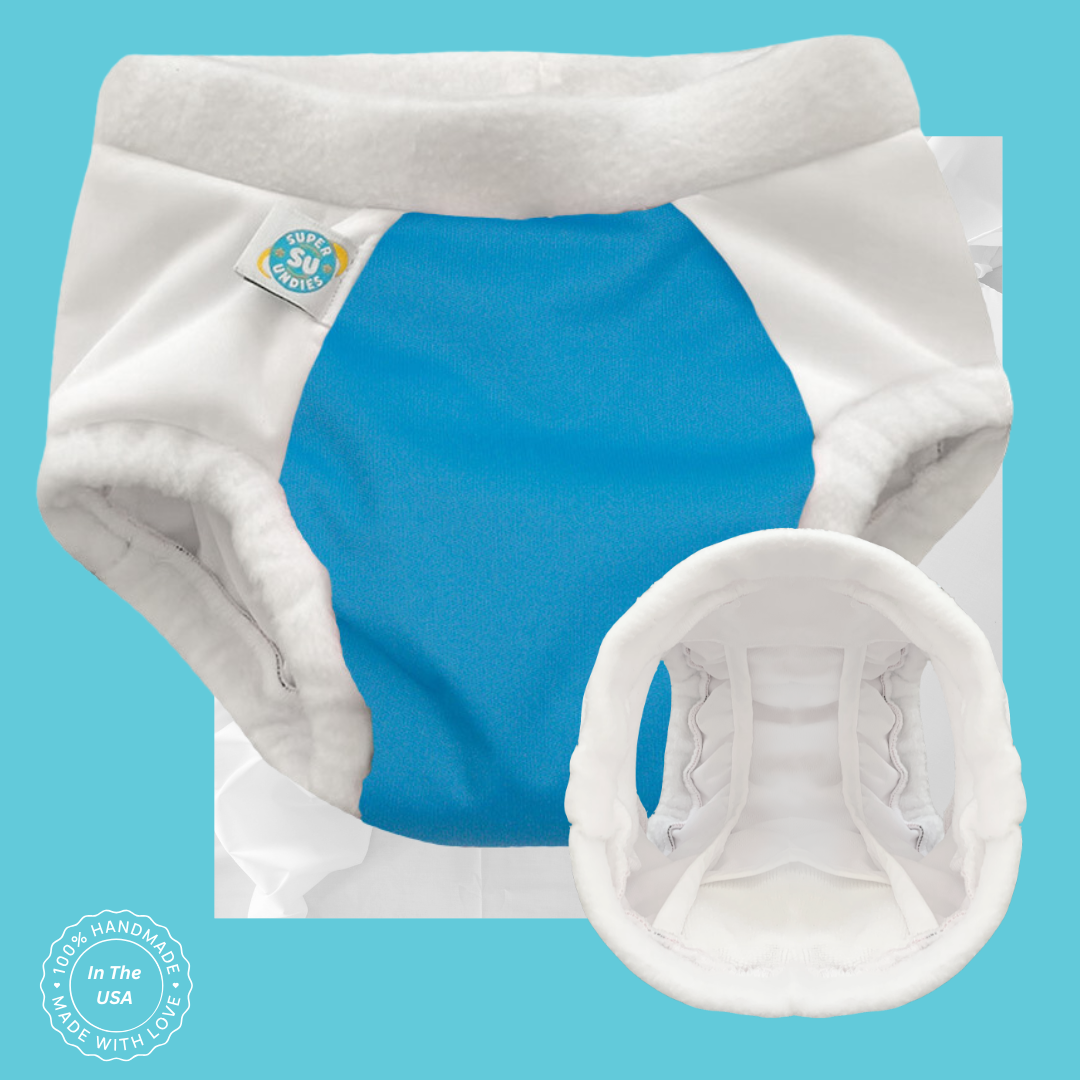 Overnight bedwetting diaper in aqua