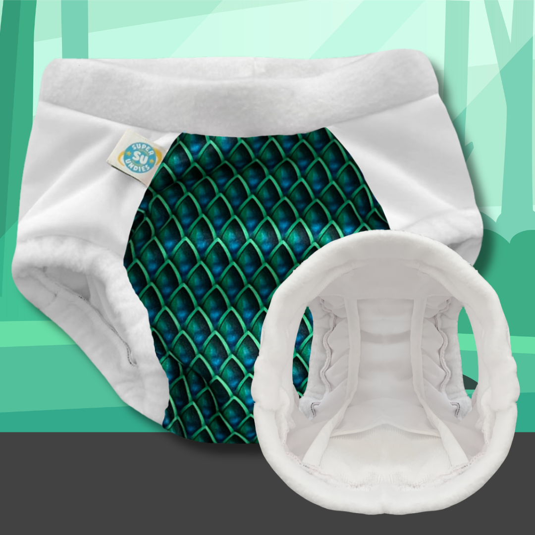 Overnight diaper for big kids in dove