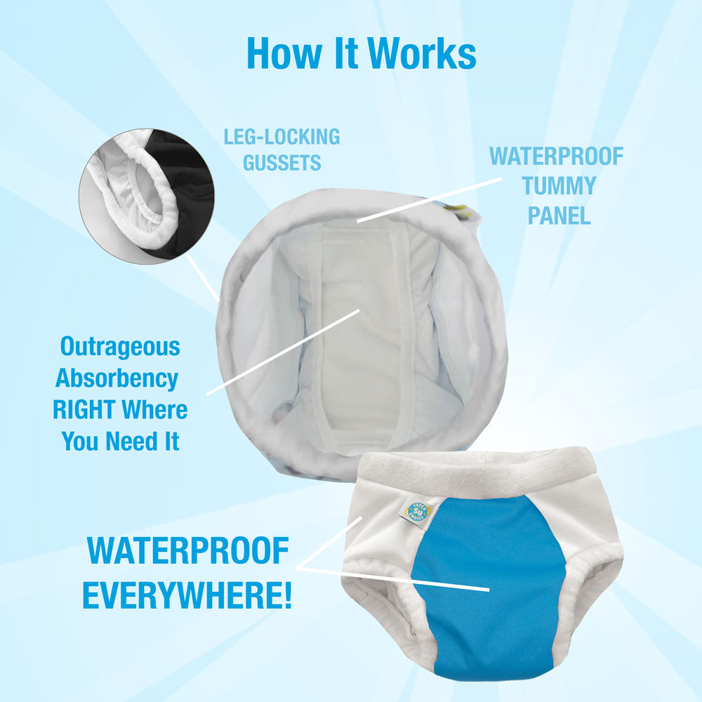 Brain Trainers: Reusable Cloth Bedwetting Pants for Nighttime Training Medium / Maui - Super Undies Brain Trainers: Reusable Cloth Bedwetting Pants for Nighttime Training Medium / Maui - Super Undies